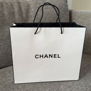 Chanel Empty Paper White Black Bag Small Authentic Luxury